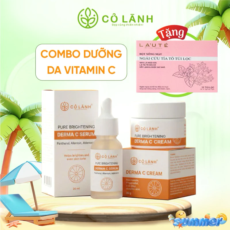 Combo Dưỡng Da Vitamin C Cỏ Lành- Dưỡng Trắng Da, Mờ Thâm Nám