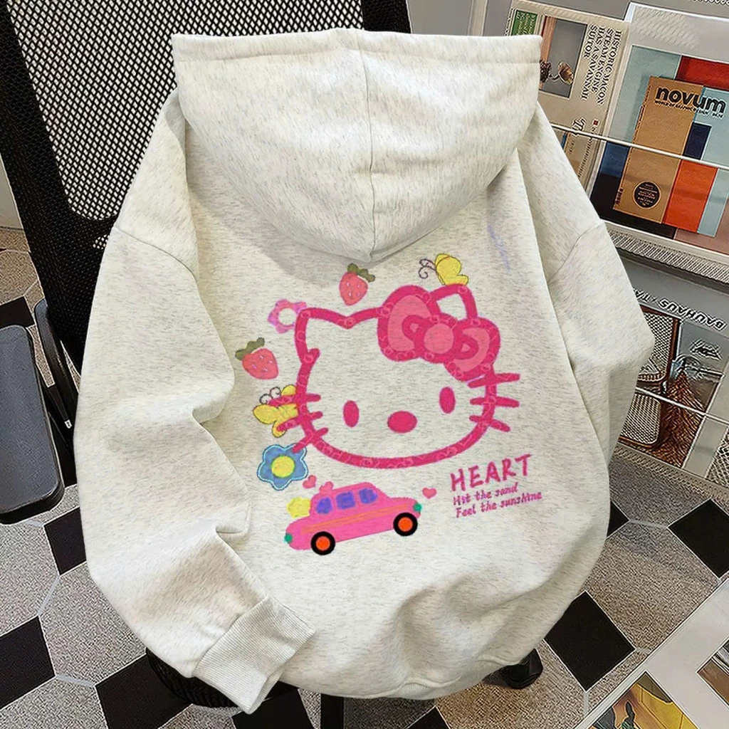 Áo Khoác Nỉ Hoodie Zip Khóa Kéo Mèo KIT.TY HEART Form Rộng Nam Nữ Có Túi Trong Chất Nỉ Bông Dày Dănj