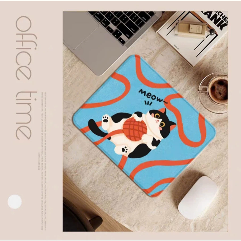 Lót chuột, pad chuột họa tiết mèo lười cute - lót chuột văn phòng chống trượt, bề mặt mịn mướt