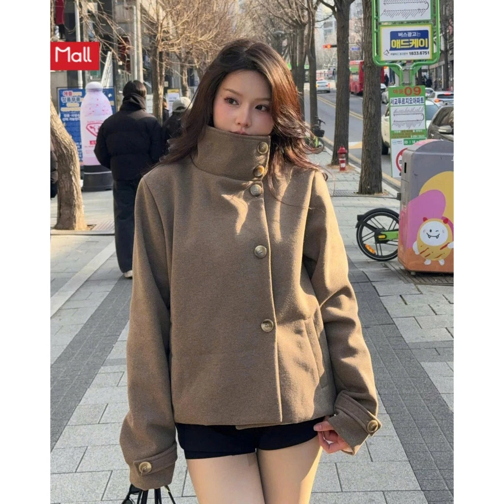 Calem.Club - Áo khoác dạ PEACOAT chất vải dạ lót dù cổ bẻ hoặc cổ cao cúc cài trendy áo khoác mùa đông