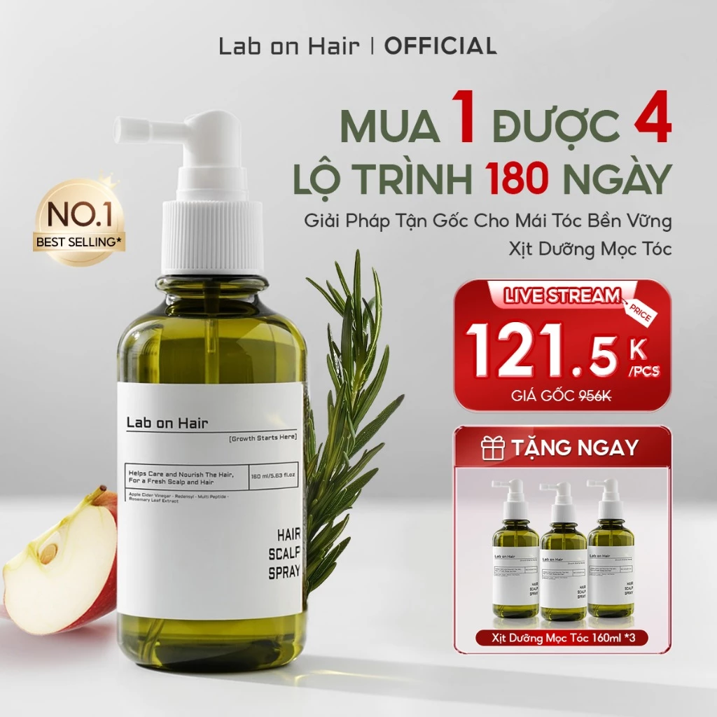 【Mua 1 được 4】Xịt mọc tóc Lab on Hair 160ml *4  xịt dưỡng tóc hỗ trợ cải thiện tình trạng tóc hư tổn