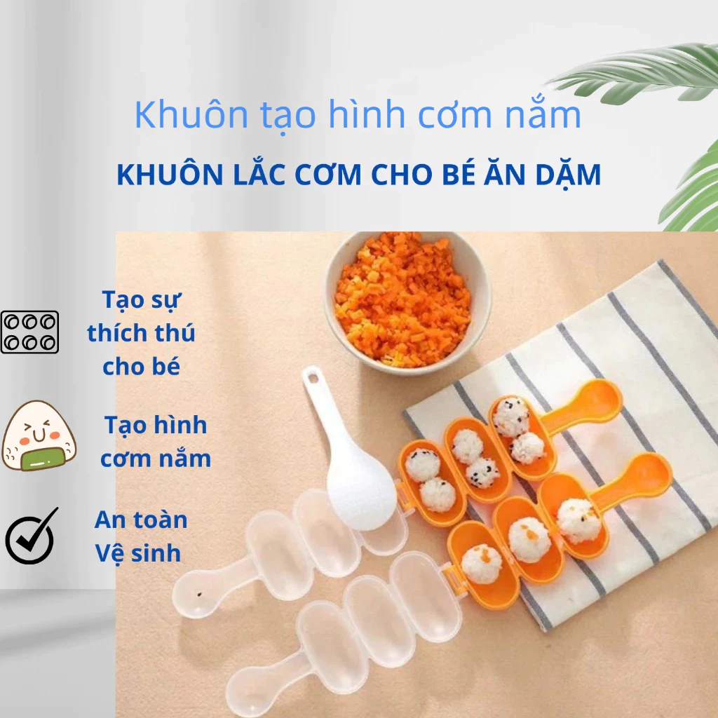 [KÈM MUỖNG] Khuôn Lắc Cơm Nắm - Dụng Cụ Ép Cơm Tròn, Đa Năng - Làm Bento, Cơm Hộp Cho Bé Đi Học