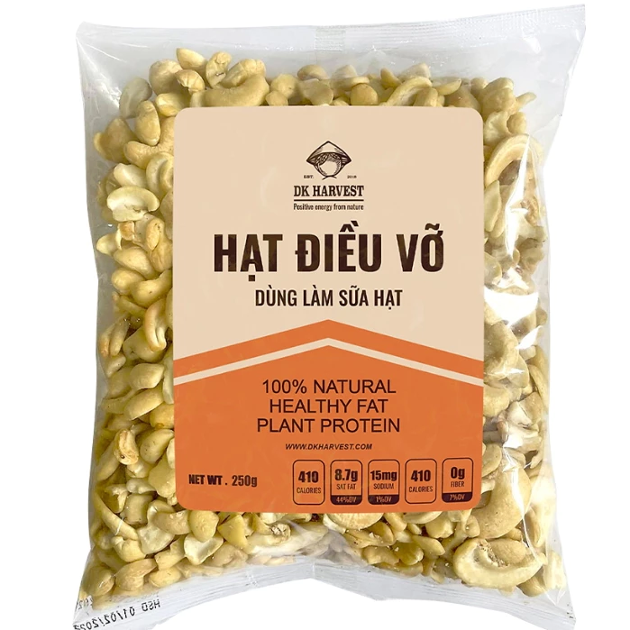 Hạt điều nấu sữa hạt DK HARVEST 250g/500g, hạt điều vỡ làm sữa hạt, tiết kiệm hơn, chất lượng không đổi