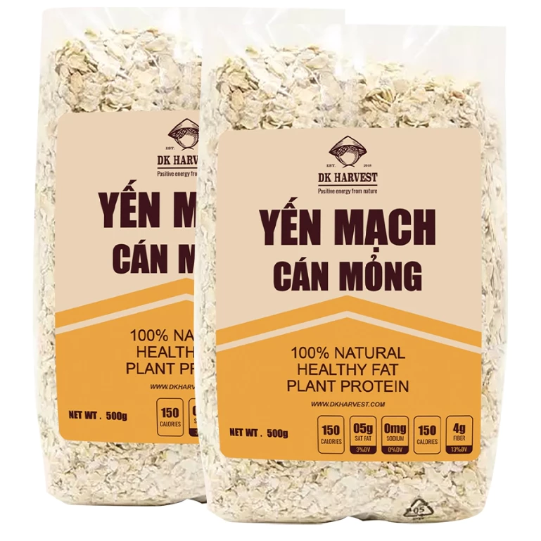 Yến mạch cán mỏng DK Harvest, nhập khẩu Úc, yến mạch cán dẹt 0.9mm, ngâm qua đêm ăn sáng, eatclean thực dưỡng