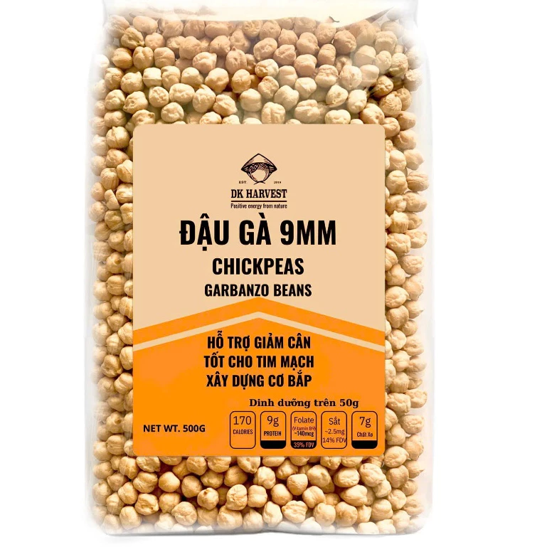 Đậu gà DK HARVEST, protein thực vật cao, Size to 9mm, Chickpeas nở đều, thơm bùi như hạt sen, nhập khẩu Canada