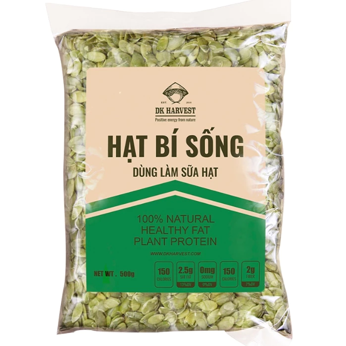 500g Hạt Bí Sống DK Harvest, Nguồn Hàng Chất Lượng Cao - Thực Phẩm Giàu Kẽm