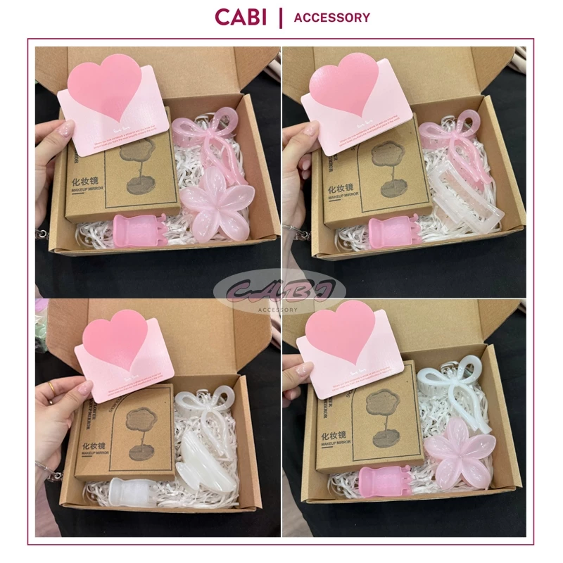 CB83 - SÉT QUÀ 5 MÓN đáng yêu tặng người thân, người yêu, Set quà gồm Gương và Kẹp Tóc