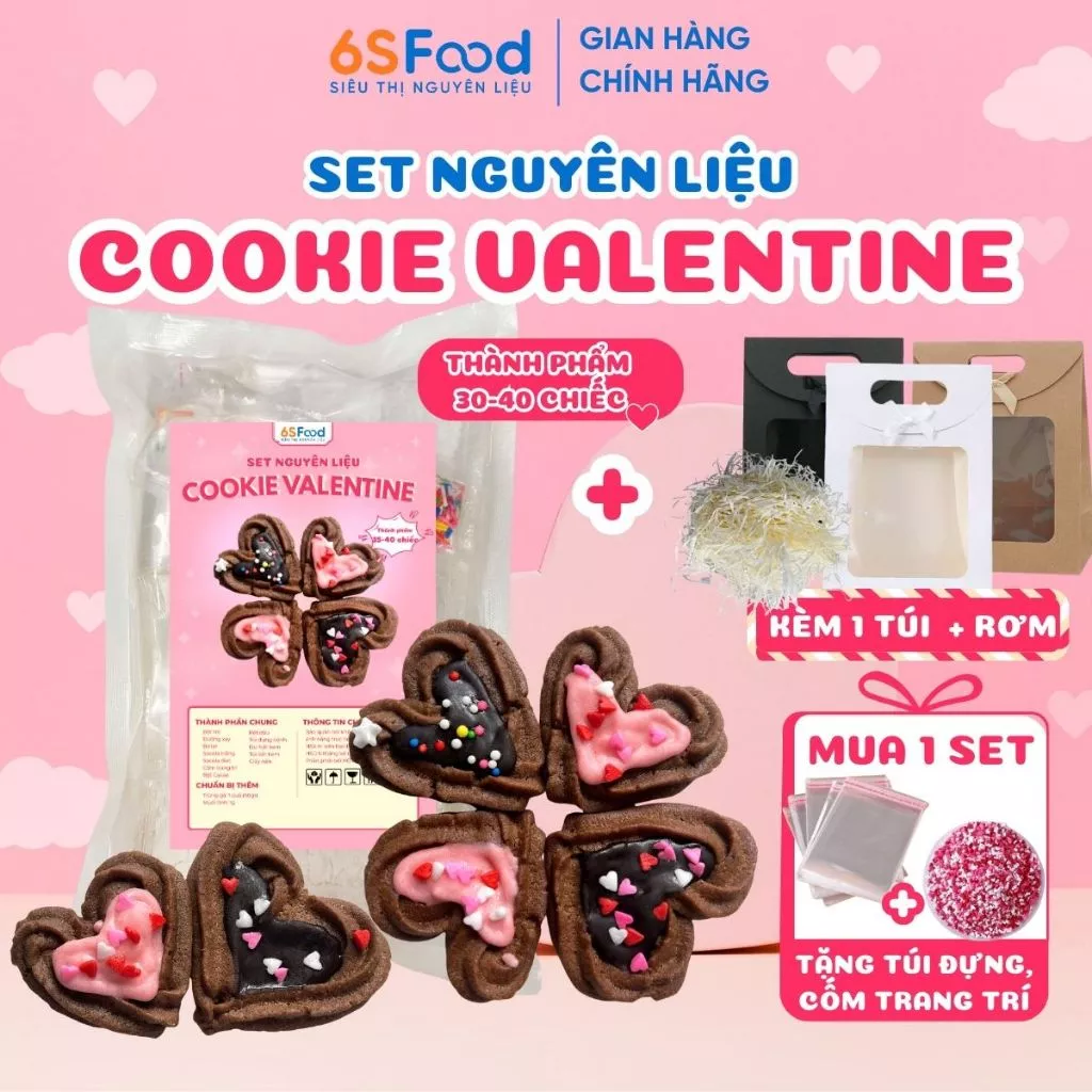 Set Nguyên Liệu làm Cookie Valentine quà tặng người yêu xinh xắn dễ làm-  6SFOOD