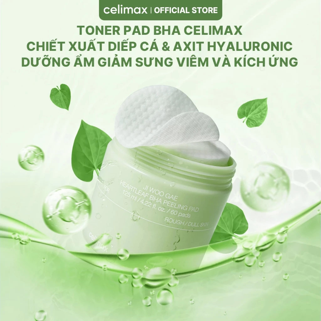 [LIVE] Toner Pad Tẩy Tế Bào Chết Celimax Ji Woo Gae Heartleaf BHA Peeling Pad 125ml/ 60pads