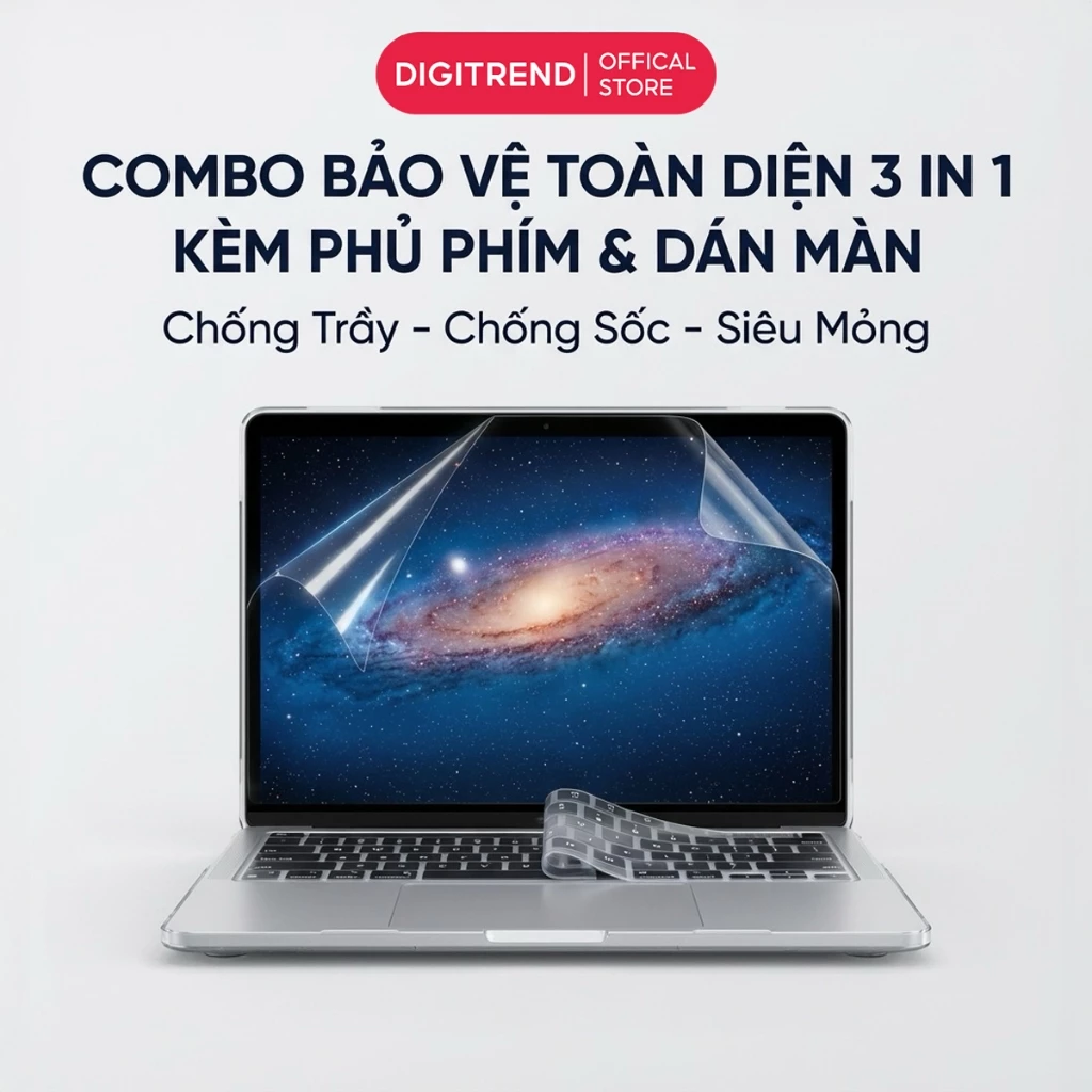 COMBO Ốp Kèm Phủ Phím Dán Màn Trong Suốt Dành Cho Macbook Bảo Vệ Chống Xước Bụi Bẩn Bảo Vệ 360