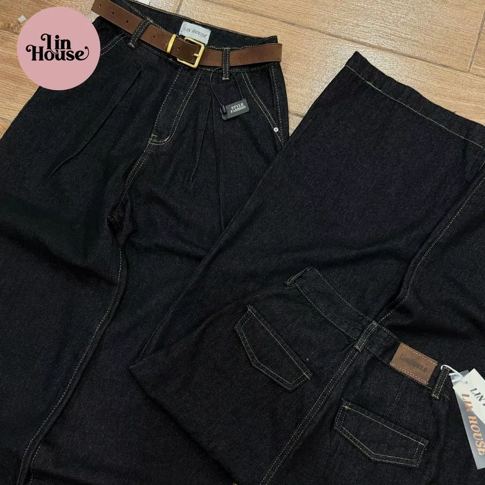 (MÃ 12) Quần Jean Nữ Suông Xếp Ly – Quần Jeans Hàng QC Ống Rộng 29–32cm Form Nấm Lùn, Lưng Cao Tôn Dáng