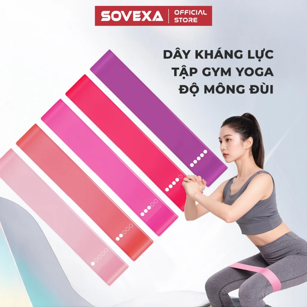 Dây Kháng Lực Cao Su Miniband Sovexa Dây Kéo Đàn Hồi Tập Mông Đá Bóng Yoga Gym Dành Cho Nam Nữ