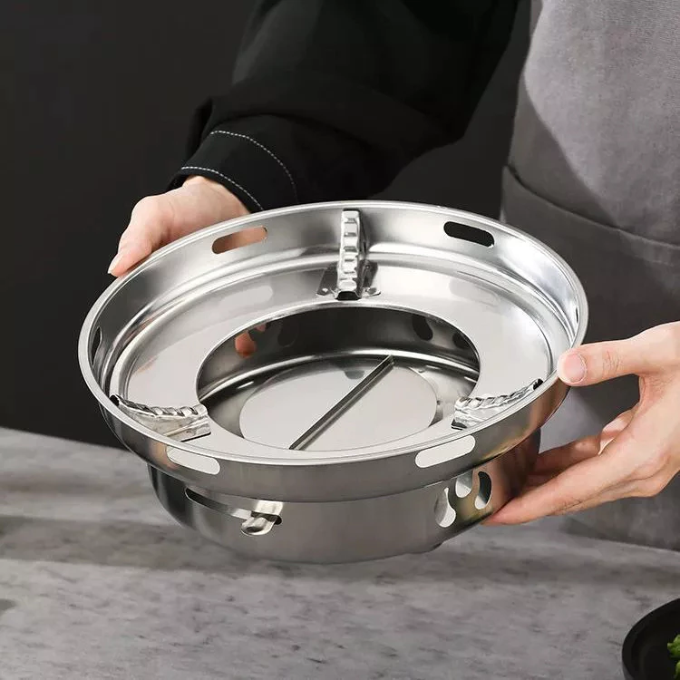 Bếp Cồn Chắn Gió Inox. Đường kính 24CM, Chất Liệu Inox Sáng Bóng, Cao Cấp, Dày Dặn