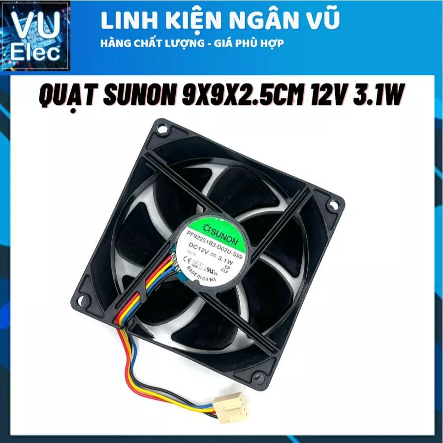 Quạt tản nhiệt chính hãng SUNON 12V 3.1W 9x9x2.5CM cực bền trục bi