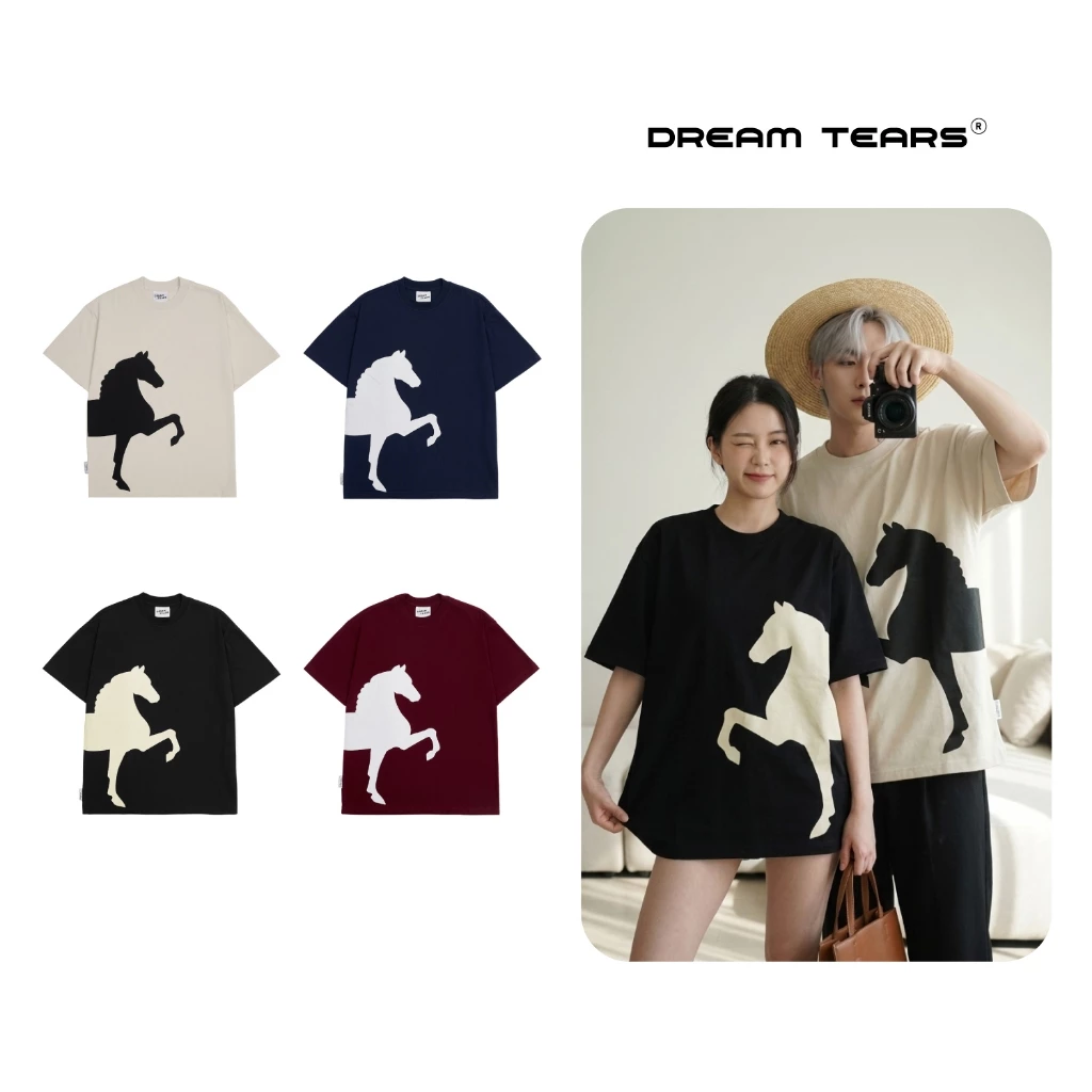 Áo Thun Nam Nữ Dream Tears Con Ngựa , Chất Vải Cotton 250Gsm Thoáng Mát Sang Trọng AP47