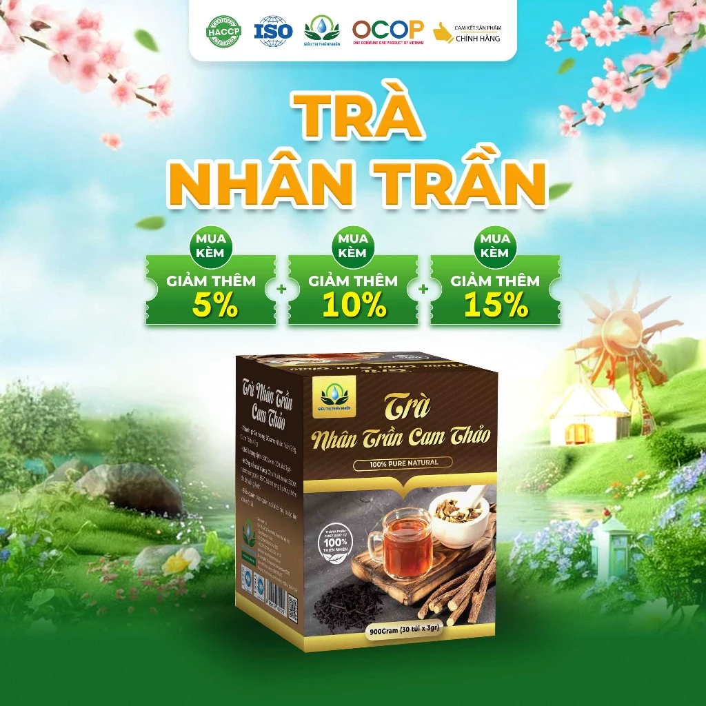 Trà Nhân Trần Cam Thảo Cỏ Ngọt Thanh Mát Cho Ngày Mới Thư Thái Hộp 30 Túi Lọc 90gram
