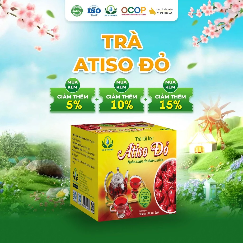 Trà Hoa Atiso Đỏ Siêu Thị Thiên Nhiên - Hộp 30 Túi Lọc