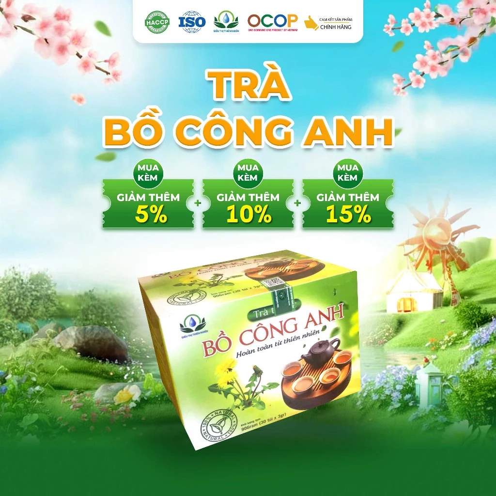 Trà Bồ Công Anh Cỏ Ngọt Thanh Mát Cho Ngày Mới Thư Thái Hộp 30 Túi Lọc 90gram