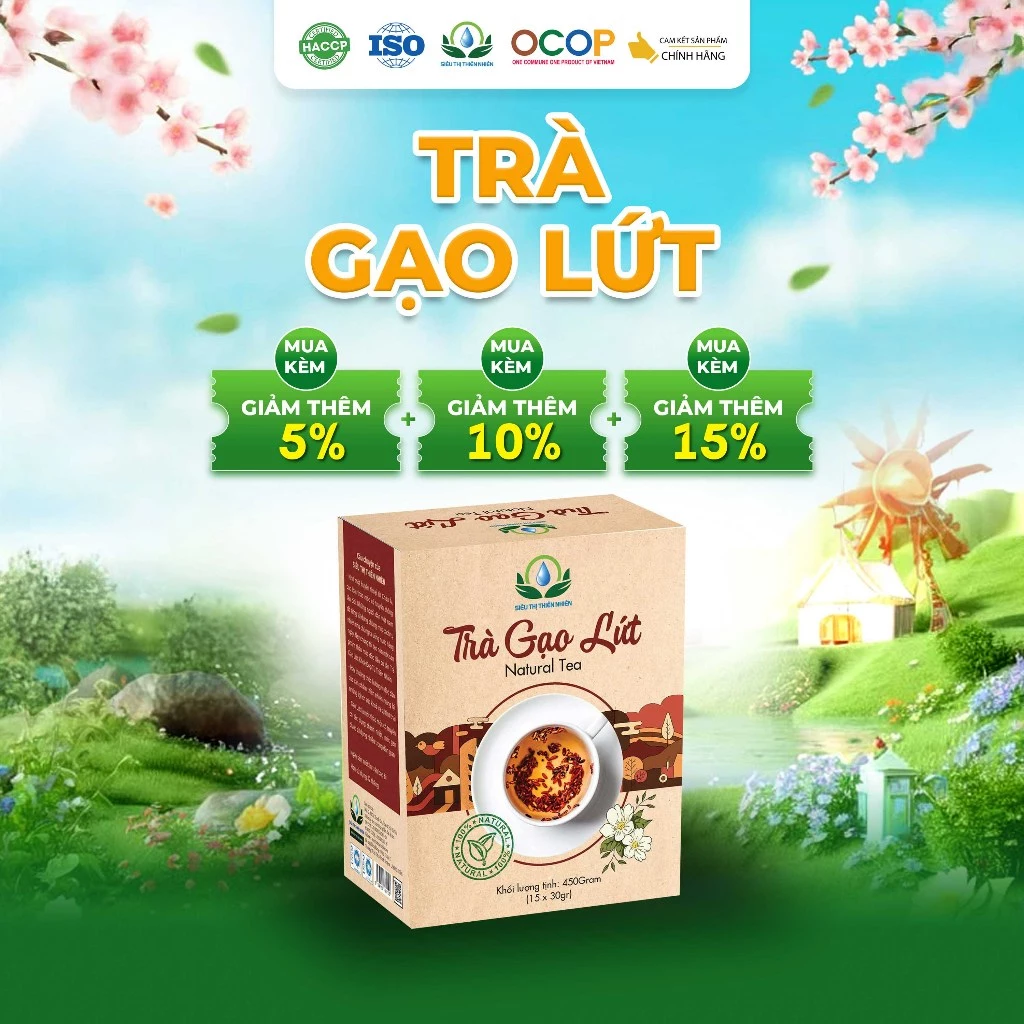 1 Hộp Hoặc Combo 2 Hộp 60 Túi Trà Gạo Lứt, Hoa Nhài, Cỏ Ngọt, vừng đen, Đậu Đen, Đậu Đỏ, Lá Nếp đang được đối chiếu cho người mua tại Việt Nam