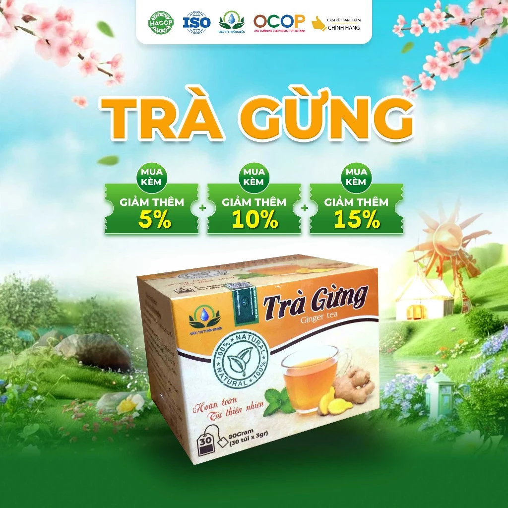 Trà Gừng Cỏ Ngọt Thanh Mát Cho Ngày Mới Thư Thái Hộp 30 Túi Lọc 90gram