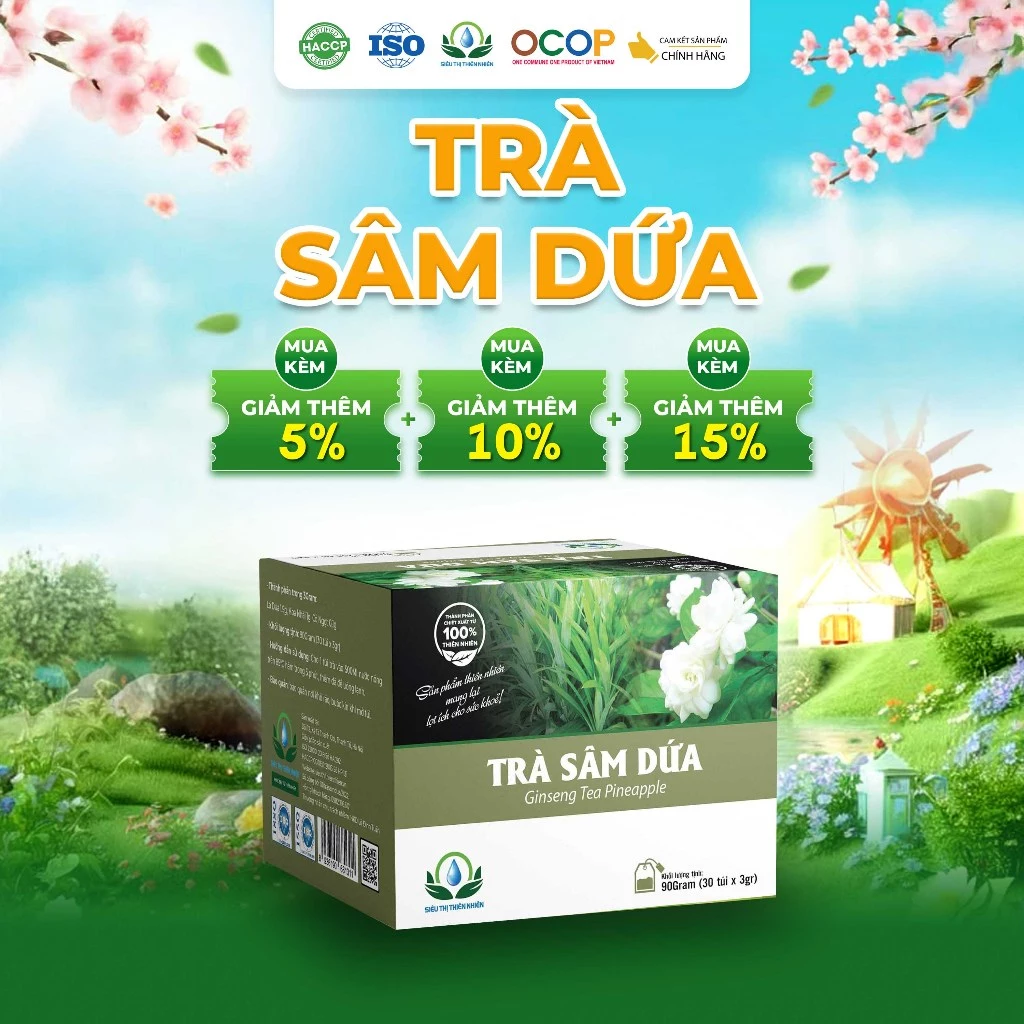 Trà Sâm Dứa Giải Khát Hộp 30 Túi Lọc - Siêu Thị Thiên Nhiên
