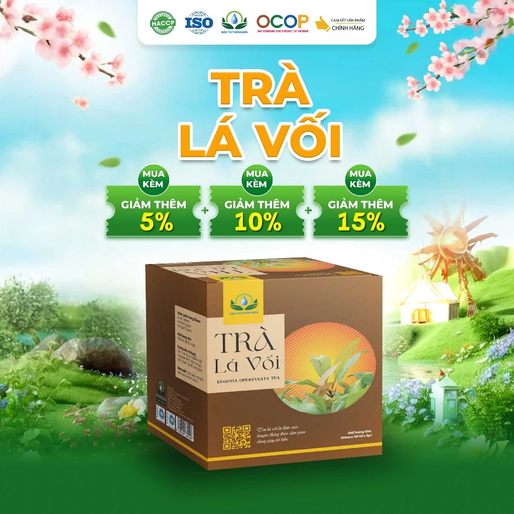 Trà Lá Vối Cỏ Ngọt Hộp 30 Túi Lọc Siêu Thị Thiên Nhiên Thảo Mộc