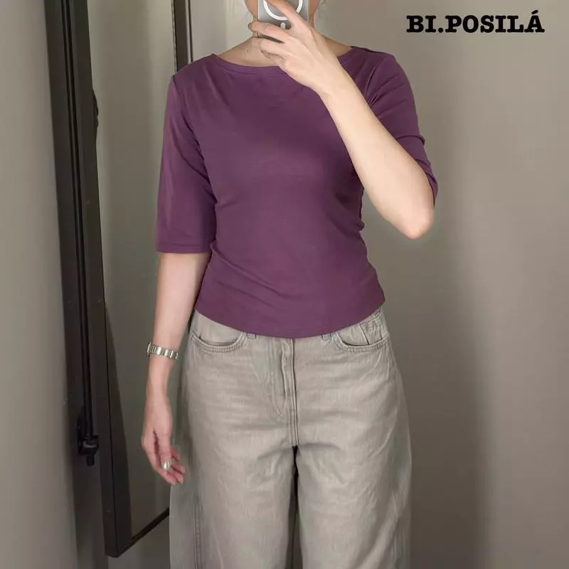 [A23-HÀNG MỚI VỀ] ÁO THUN NỮ CỔ THUYỀN TRƠN BASIC TAY LỠ FORM ÔM VỪA BI.POSILÁ VẢI COTTON BORIP CO GIÃN MỀM MỊN MÁT MẺ