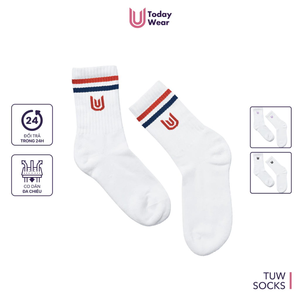 Tất vớ nữ thể thao cao cổ Today U Wear chất liệu co giãn thoáng mát có lớp đệm chống chai