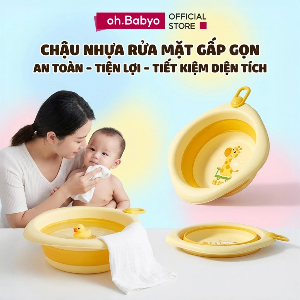 Chậu Tắm Gấp Gọn Đa Năng Cho Mẹ Và Bé Sơ Sinh Ohbabyo Chậu Nhựa Rửa Mặt Không PBA An Toàn Tiện Lợi
