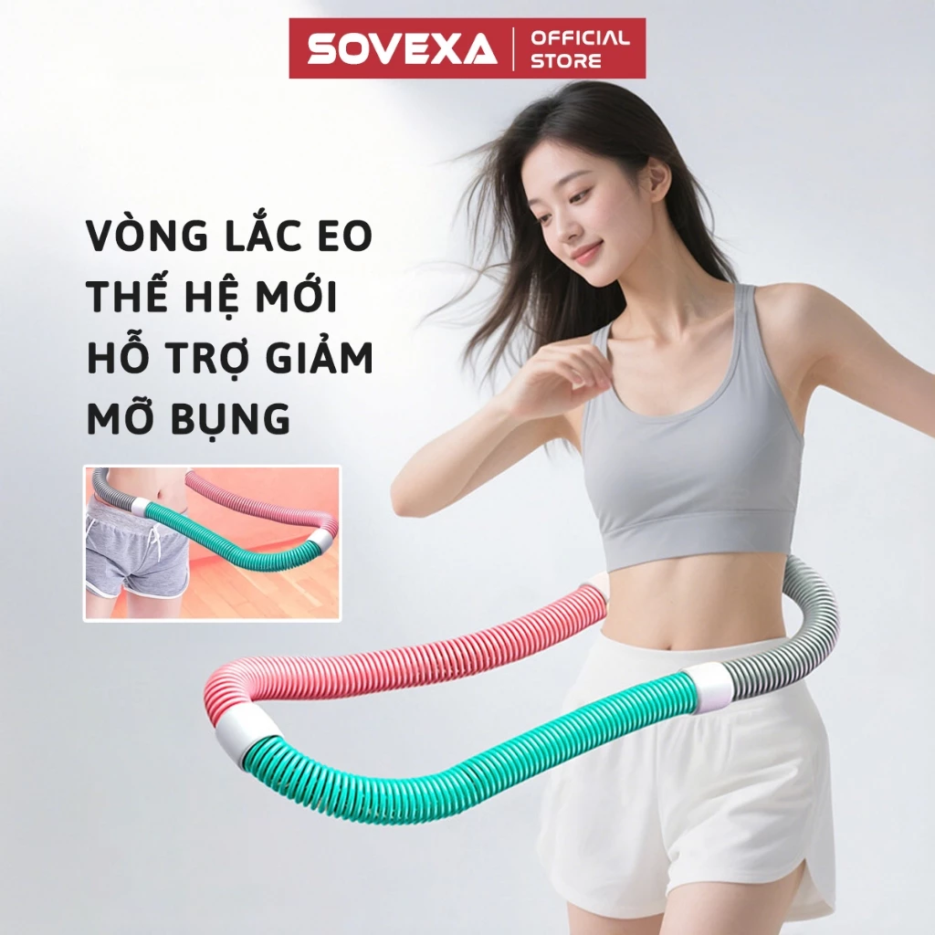 Vòng Lắc Eo Lò Xo Giảm Mỡ Bụng SOVEXA Vòng Tập Eo Thon Săn Chắc Bọc Nhựa Mềm Hula Hoop Tiện Lợi