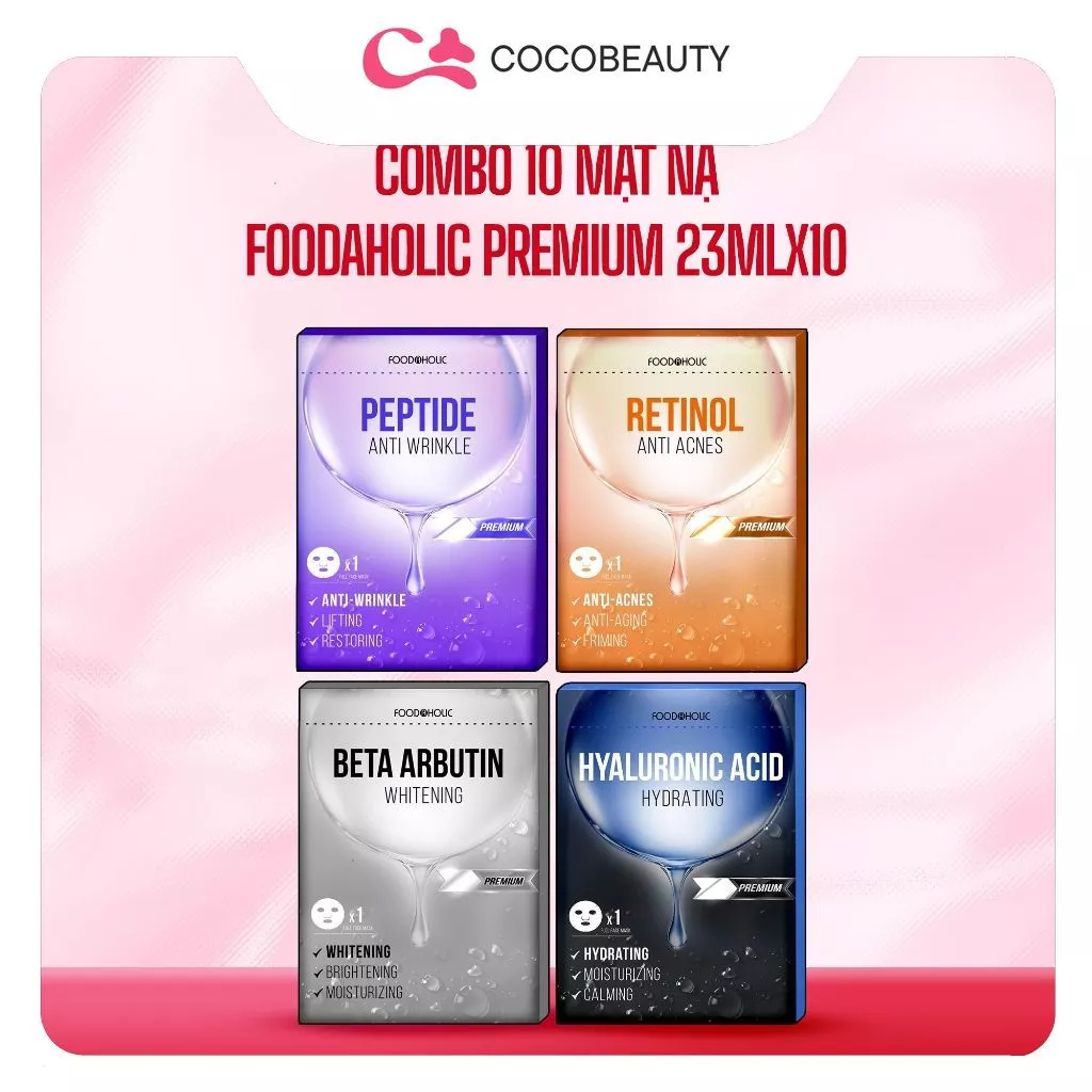 Combo 10 Mặt Nạ Foodaholic Premium Chăm Sóc Da Chuyên Sâu (23ml x 10)