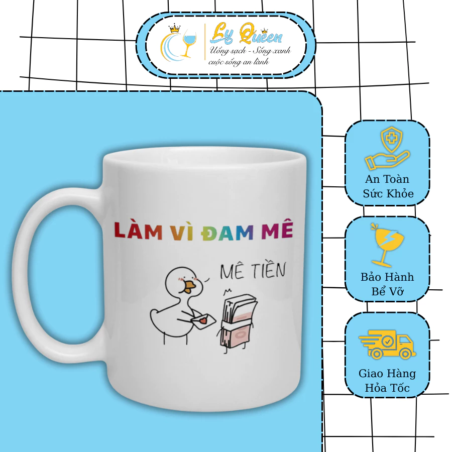 Cốc Làm Vì Đam Mê Mê Tiền. LY QUEEN Dung Tích 330ml Quà Tặng Ý Nghĩa, Hài Hước, In Hình Theo Yêu Cầu