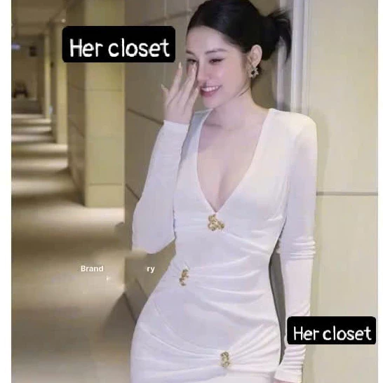 [ VÁY THIẾT KẾ ] Váy body cổ V đính tag dáng dài đầm body cổ V dáng dài váy maxi đầm maixi sang chảnh đầm đi tiệc, sẵ...