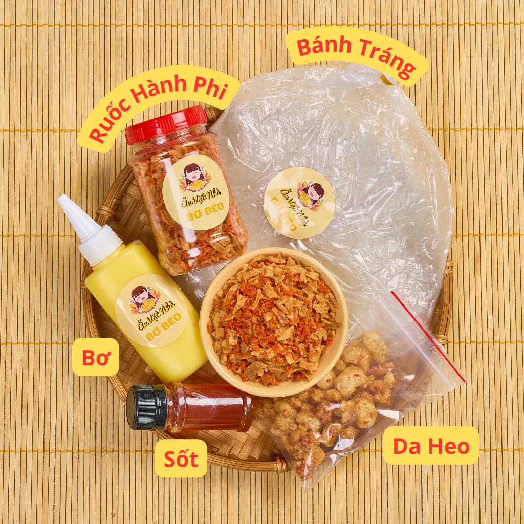 (Combo 370g) Bánh Phơi Sương Muối Tép Hành Phi 100g Bơ+100g Tép Hành