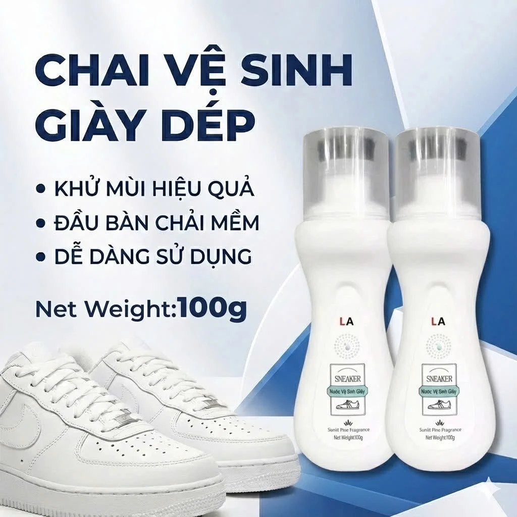 Chai Vệ Sinh Giày Dép Kèm Đầu Cọ Mềm Chai Tẩy Giày Trắng Sạch Ố Vàng Nhanh Chóng Không Cần Dùng Nước 100g Đa Năng