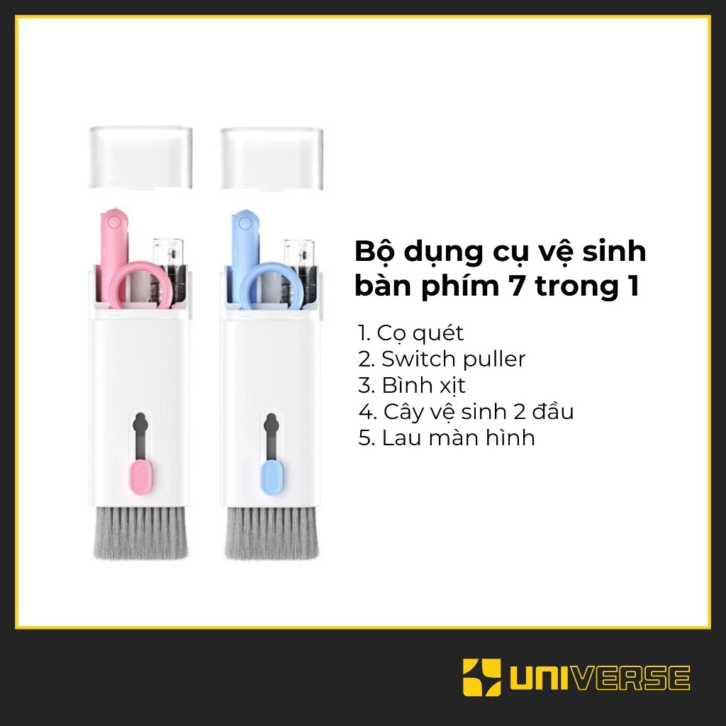 Bộ Dụng Cụ Vệ Sinh Laptop | Máy tính - Bàn Phím - Tai Nghe Airpod Đa Năng 7 in 1 Siêu Nhỏ Gọn | Universe