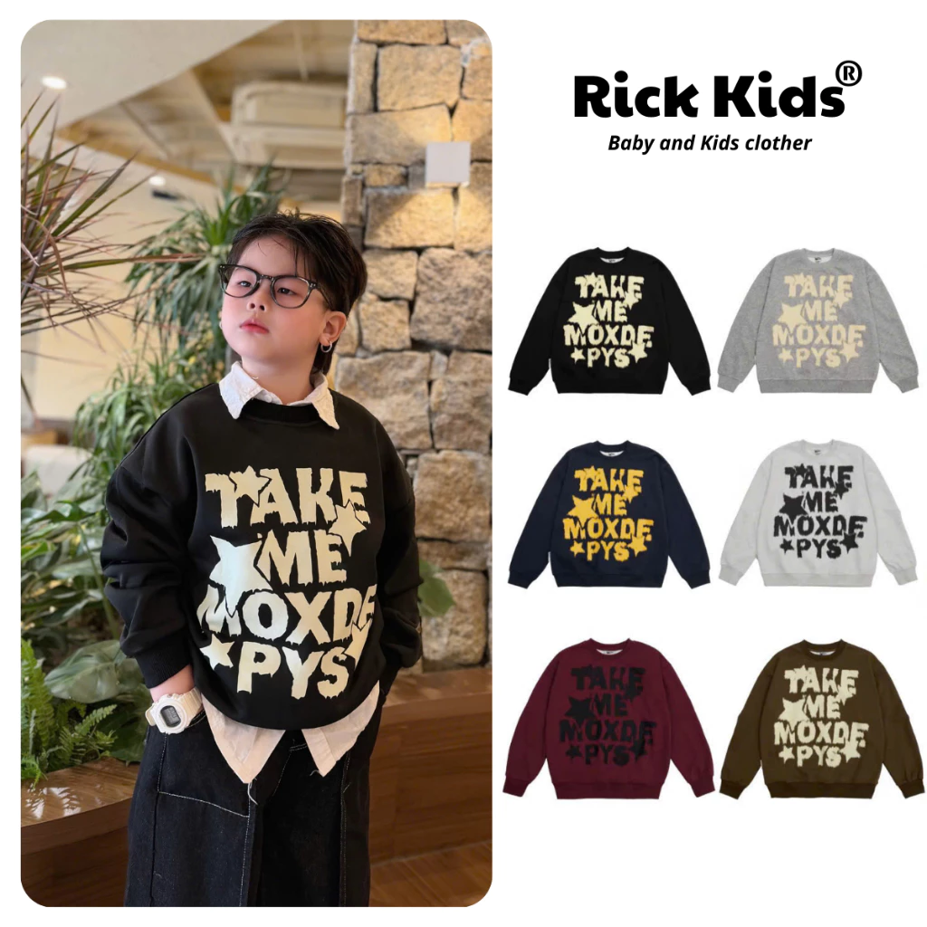 Áo Sweater Cổ Tròn Cho Bé Chất Liệu Nỉ 2 Da Cao Cấp Form Rộng R02 - Rickkids.vn