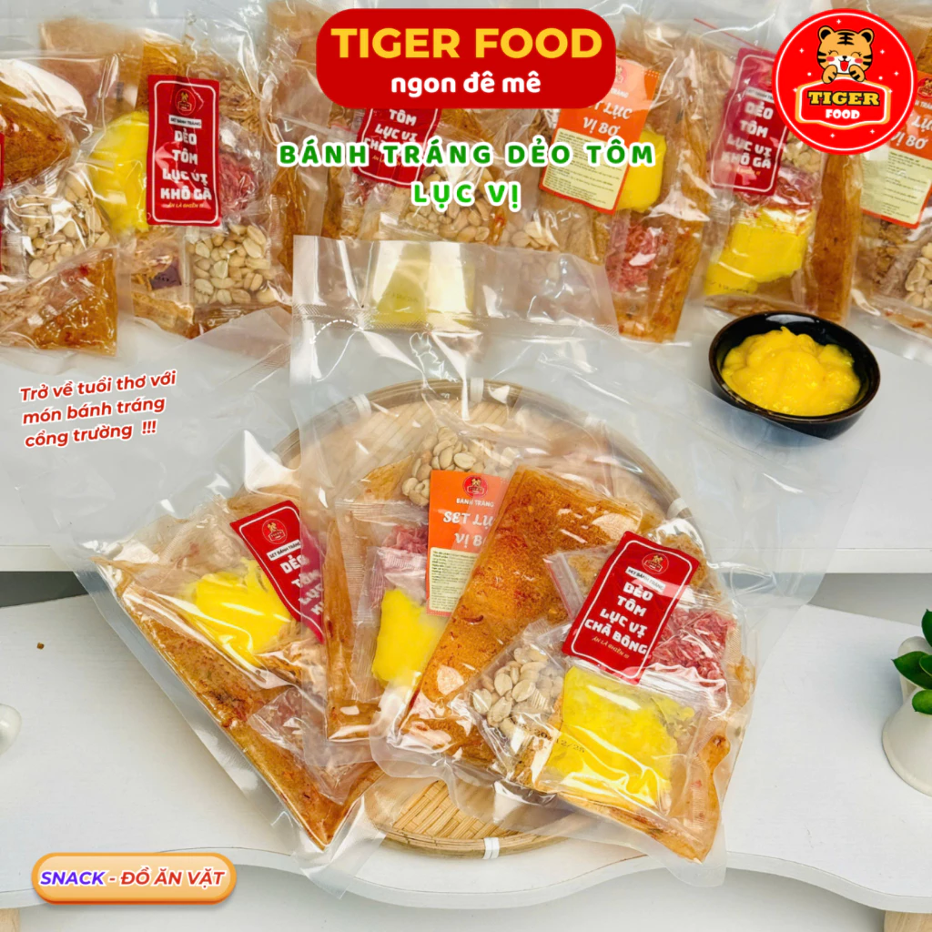 Bánh tráng bơ cuộn thập cẩm 💖TIGER FOOD💖Bánh tráng dẻo tôm full topping 6 món siêu ngon - Đồ ăn vặt snack sài gòn