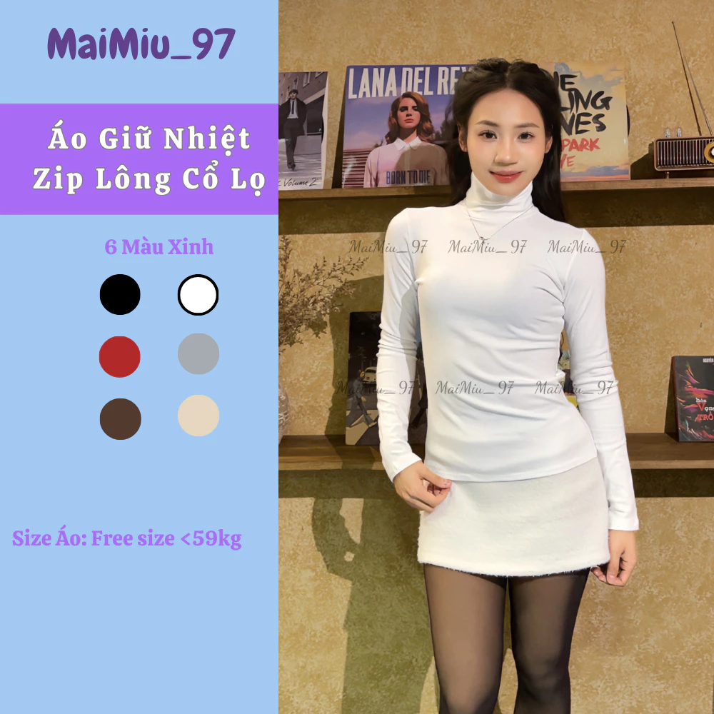 (Deal Mở Bán) Áo Giữ Nhiệt Nữ CỔ LỌ Dài Tay Chất Zip Lông Cao Cấp Mã 03 MaiMiu_97
