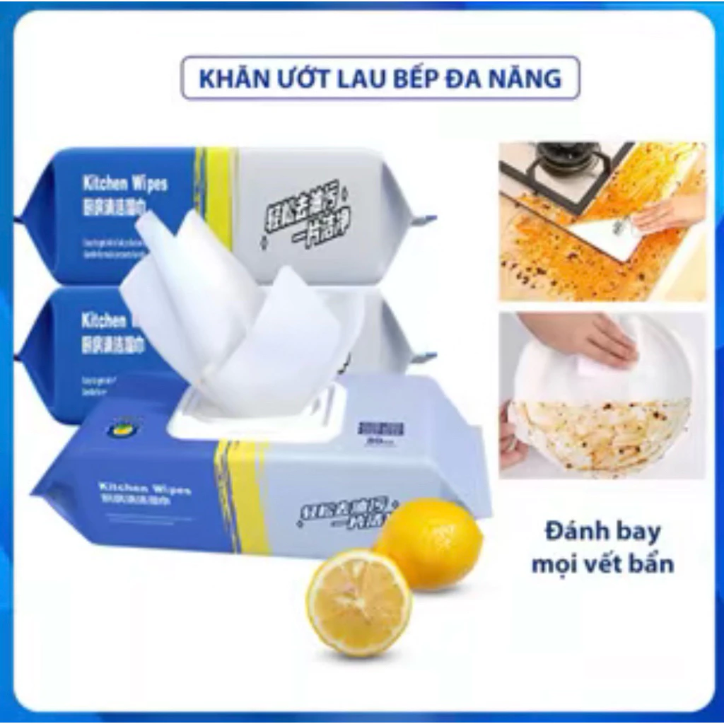 [COMBO] 5 GÓI KHĂN ƯỚT LAU BẾP ĐA NĂNG 1 GÓI 80 MIẾNG SIÊU TIẾT KIỆM