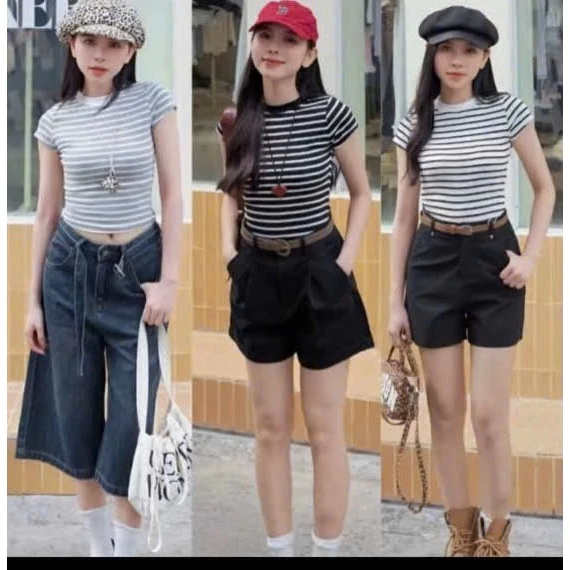Áo thun DÁNG ÔM KẺ SỌC phong cách Hàn Quốc CAMASTORE  M333