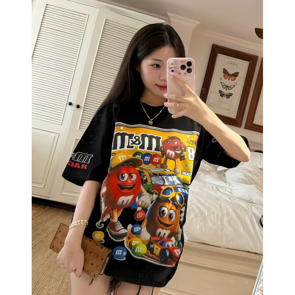 Áo Thun Hoạt Hình MM Siêu Đẹp, Vải Cotton 100% Dày Dặn Cao Cấp, Form Rộng Nam Nữ Mẫu Mới Hottrend 2026