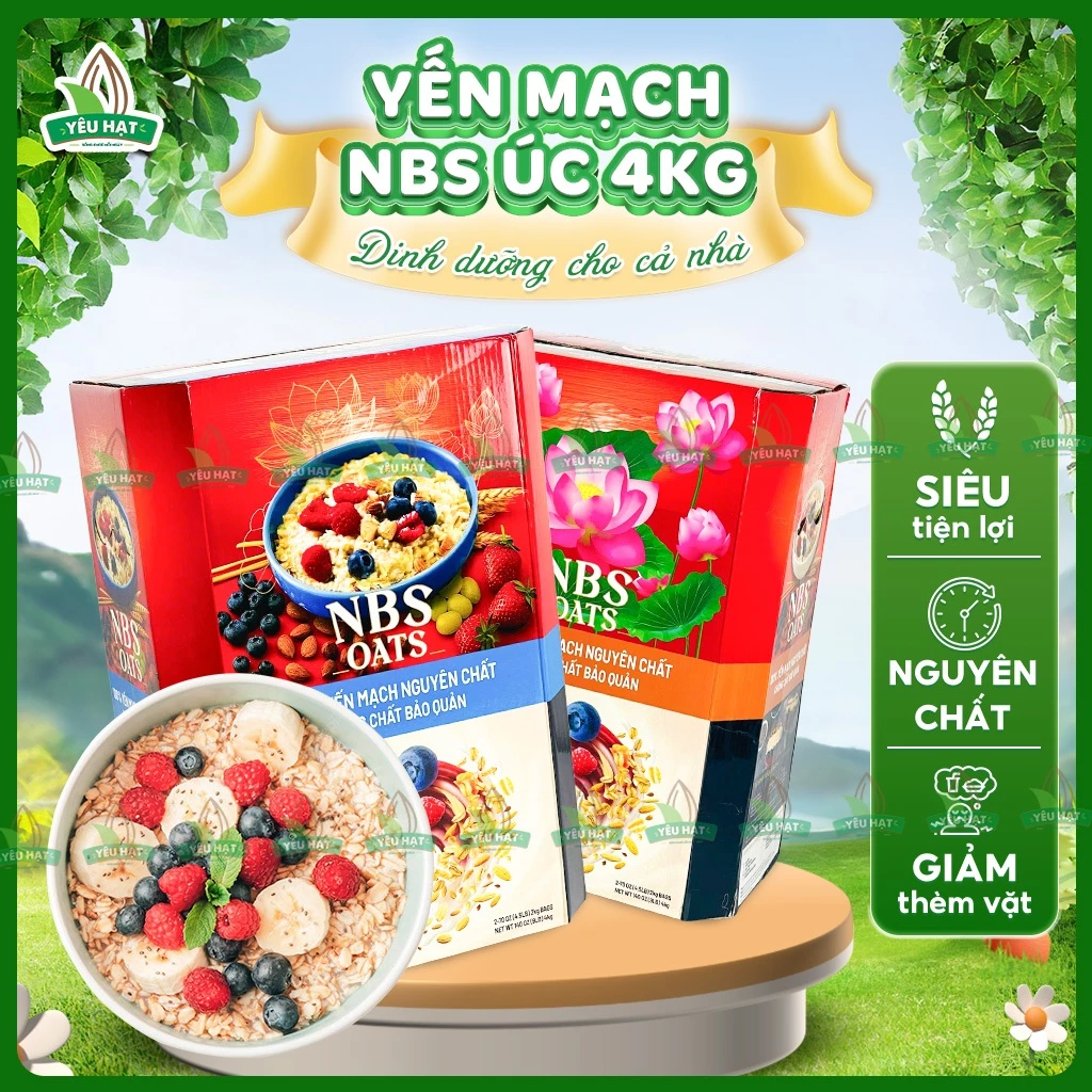 【SIÊU HOT】Yến Mạch Nguyên Chất NBS Úc 4kg Eatclean Tập Gym Tăng Cơ Healthy Giàu Xơ Việt Thái
