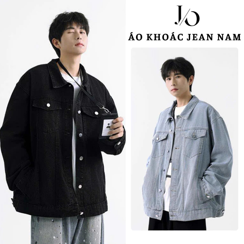 Áo Khoác Jean Nam Nữ Cúc Cài Dáng Dài Suông Rộng Áo Khoác Bò Unisex Denim Mềm Màu Xanh Đen Trẻ Trung Năng Động