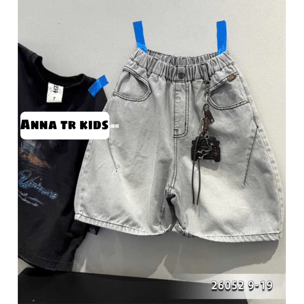 ( Ảnh Thật ) [120-170 FORM TO LÙI SIZE] 59113 Quần Short lững Jeans Bé Trai Trơn Quảng Châu Cao Cấp