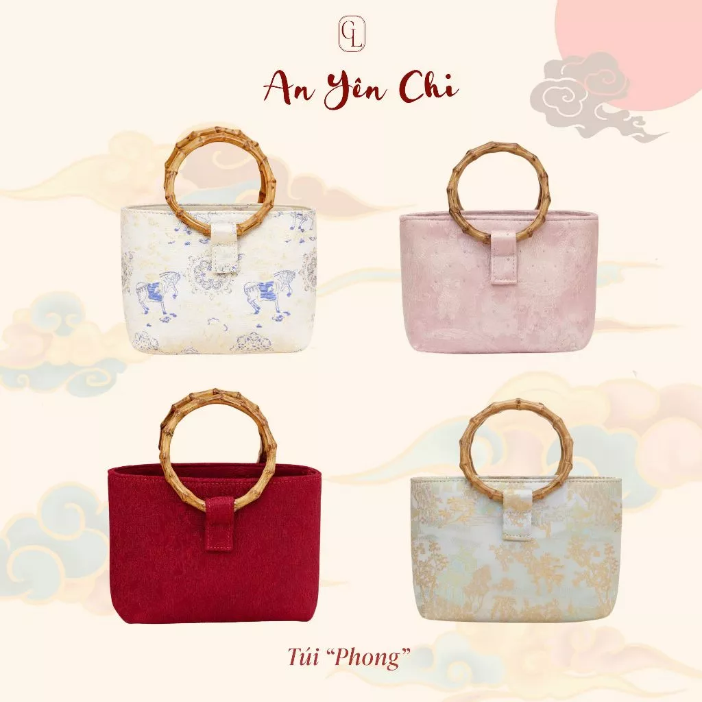 (4 màu) BST Tết 2026 | Túi xách nữ "Phong" thiết kế GILAN, phong cách trang nhã, thanh lịch, chất liệu liệu gấm cao cấp