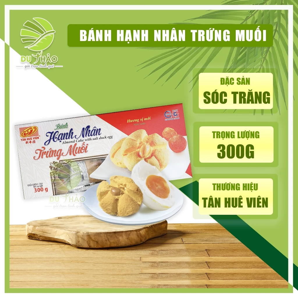 Bánh hạnh nhân trứng muối Tân Huê Viên 300g đặc sản Sóc Trăng, bột bánh min tan nhanh trong miệng rất ngon