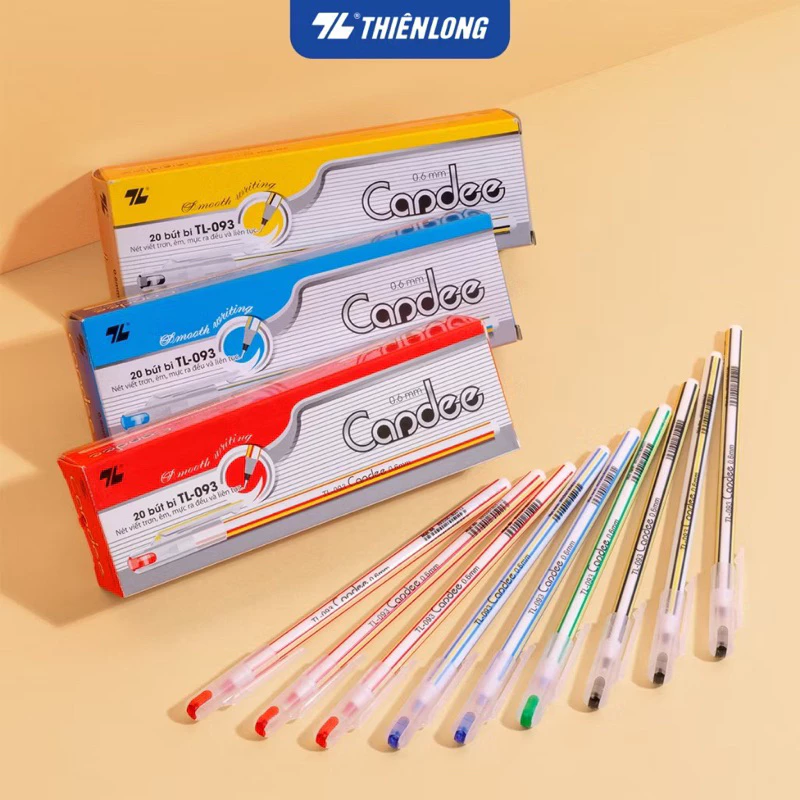 Sỉ 20 CHIẾC BÚT BI NẾN THIÊN LONG TL-093 nét 0.6mm.Mực đậm đẹp trơn