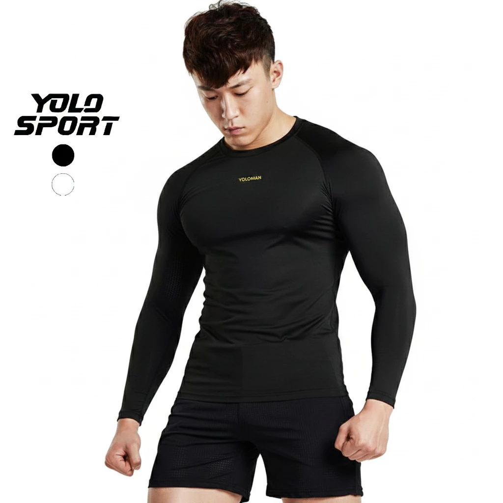 Áo Thun Tay Dài Nam YOLOMAN Giữ Nhiệt Thể Thao Tackling Thun Poly Siêu Thoáng Co Giãn 4 Chiều Mềm Mịn Thấm Hút Nhanh Khô