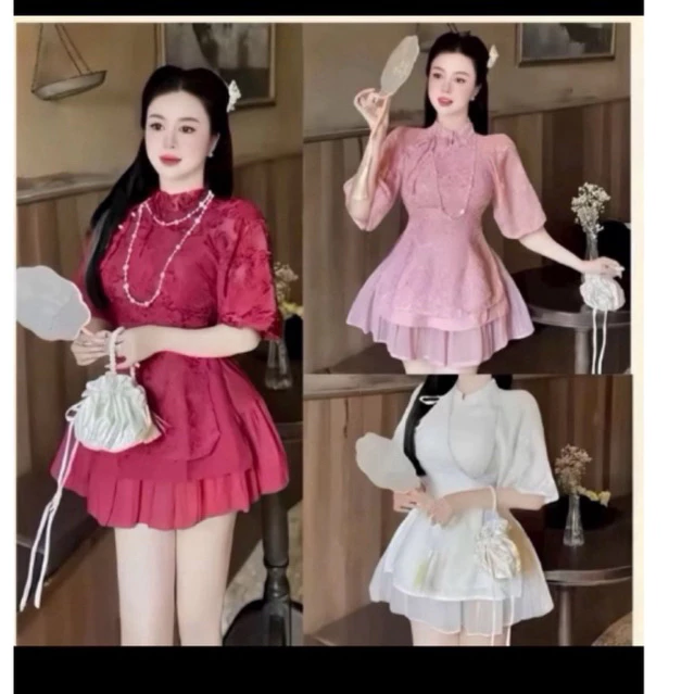 [ bigsize 60-90kg] set bộ cách tân áo + váy lông vũ mã 540